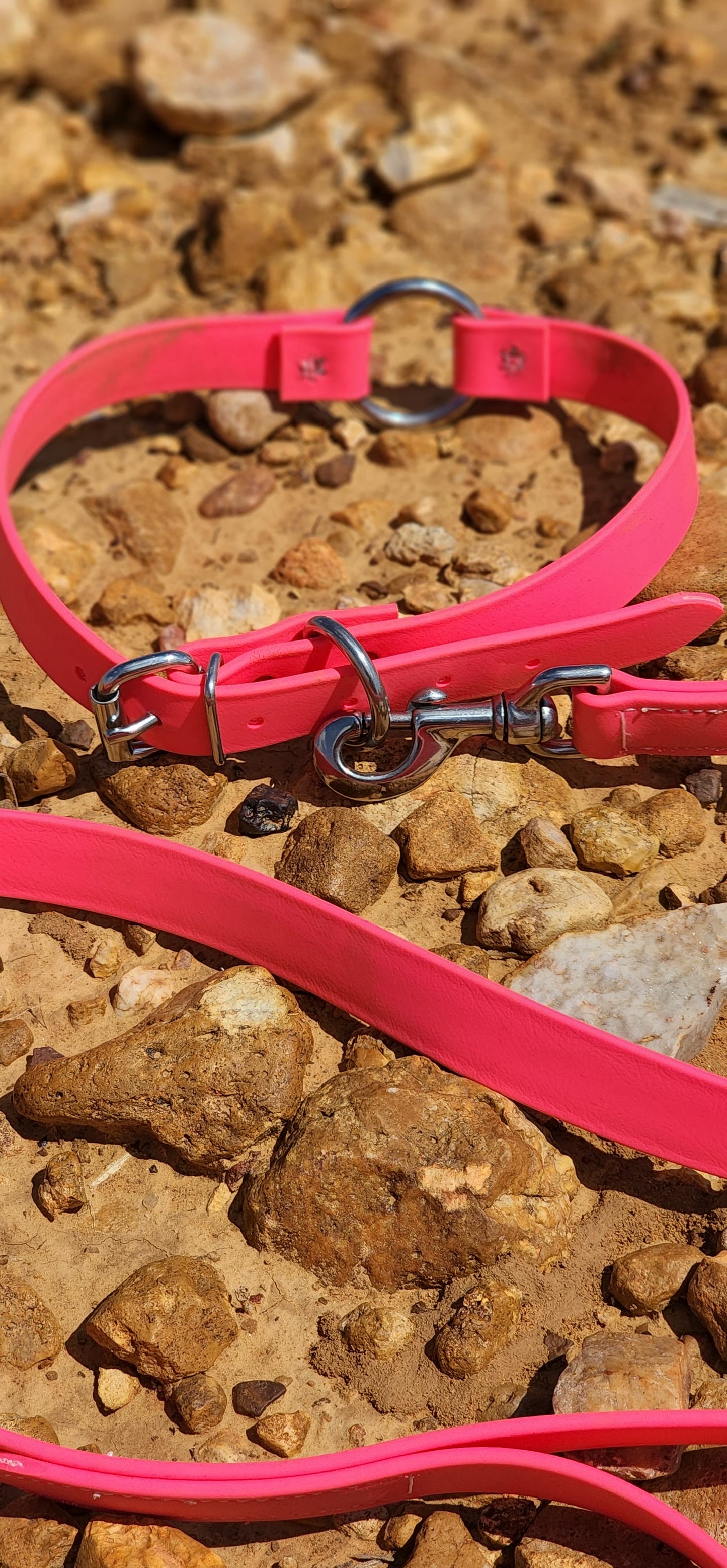 Hot Pink Center Ring Beta Biothane Dog Collar